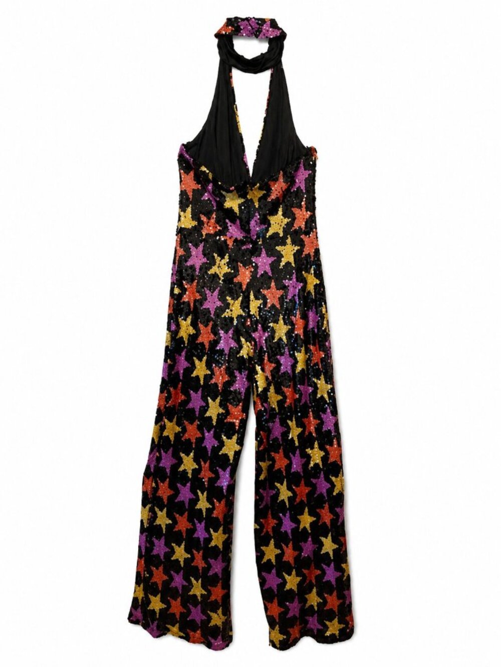 Smak Parlour Sequin Halter Jumpsuit | Open Back | Size Large | Retro Disco Glam - Picture 4 of 7